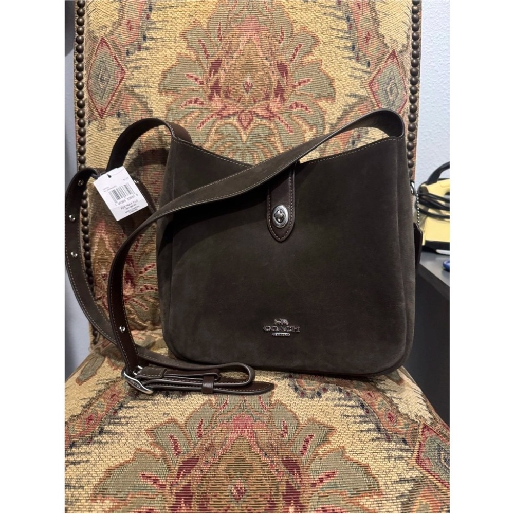 Coach Dark Brown Suede Shoulder Bag
